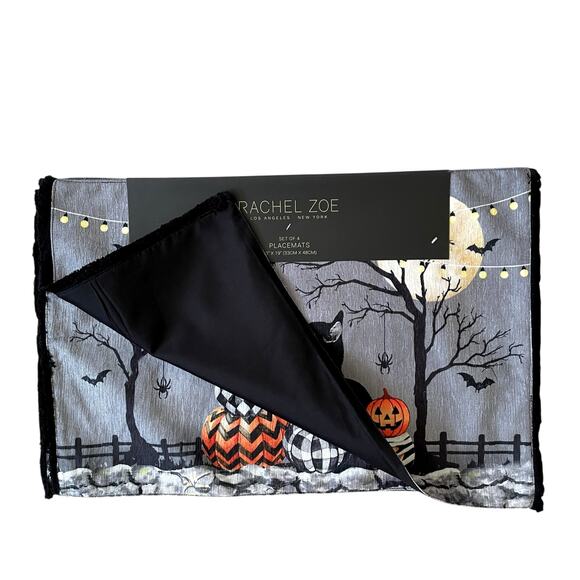 Rachel Zoe MACKENZIE CAT Halloween Placemats 13x19 Set of 4 New - Picture 2 of 8